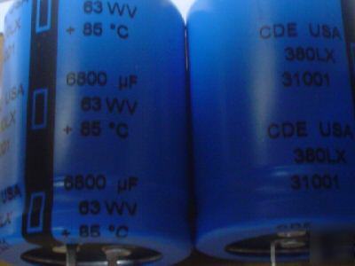 5 cde 63V 6800UF mini snap in capacitors 