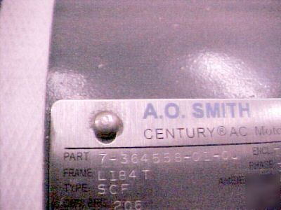 New a.o. smith century ac motor 5.0 hp 3 phase 