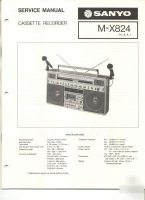 Sanyo original service manual cassette recorder m-X824