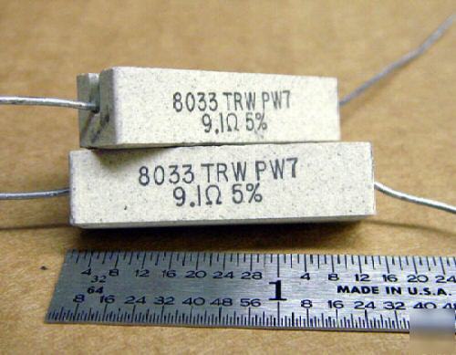9.1 ohm 5% @ 7W wirewound sand power resistors (50 pcs)