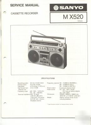 Sanyo original service manual cassette recorder MX520
