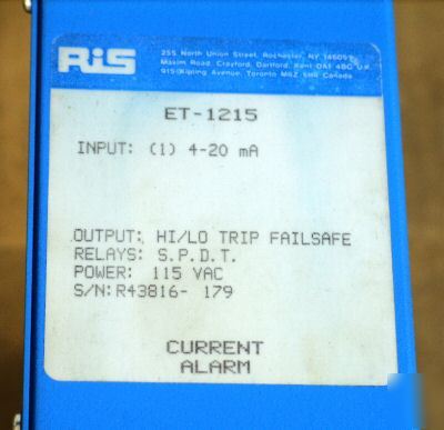 New rsi et-1215 current alarm 4-20MA very nice 