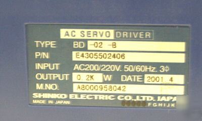 Shiko electric ac servo driver bd-02-b 220VAC 60HZ 200W