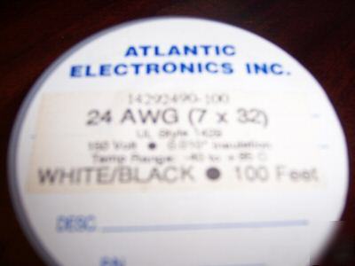 100 ft ul-1429 hook up wire 24 awg stranded wht/blk