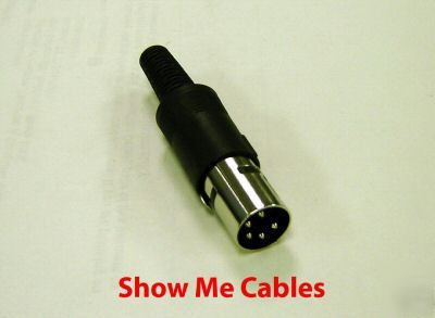 New 5 pin din plug plastic handle male solder connector 