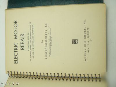 Electric motor repair double spiral book rosenberg 1946