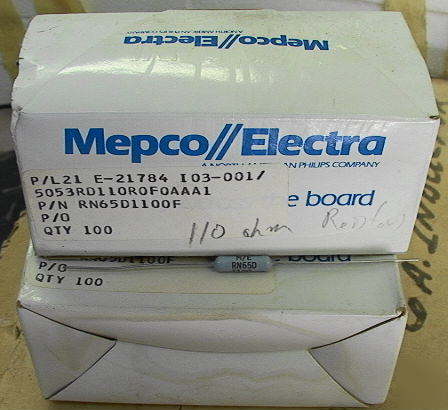 One box of about 100 mepco//electra 110 ohm resistors