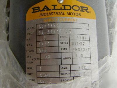Baldor .5 hp 1750 rpm industrial 90 volt 4.8 amp motor