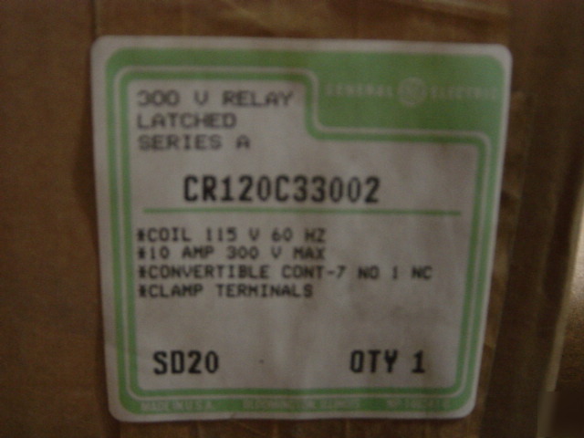 Ge CR120C33002 300V latched relay