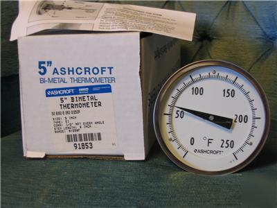 New ashcroft bimetal thermometer 0 - 250 f in box 