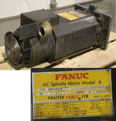 Fanuc A06B-0707-B001 ac spindle motor model 6