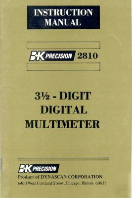 B&k bk precision 2810 dmm instruction manual