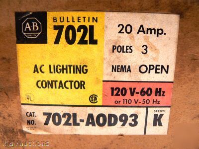 Ab allen bradley 702L-A0D93 ac lighting contactor