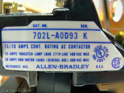 Ab allen bradley 702L-A0D93 ac lighting contactor