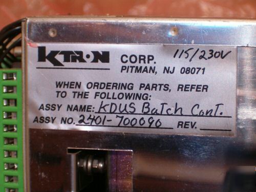 K-tron kdus batch controller p/n 2401-700090