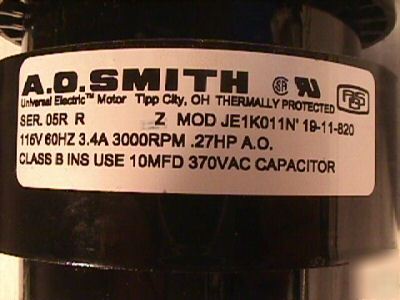 New a.o.smith 115V 60/hz 3000RPM dual shaft JE1K011N 