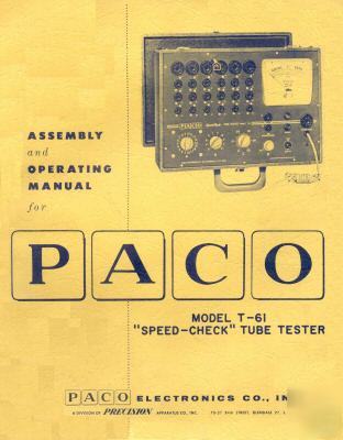 Paco T61 tester assembly & operation manual