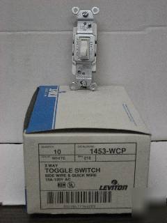 Leviton 1453-wcp 3WY 15A 120V white switch (box of 10)
