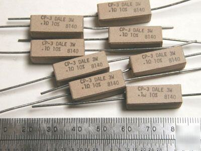 0.1 ohm 10% @ 3 watt wire wound resistors (50 pcs)