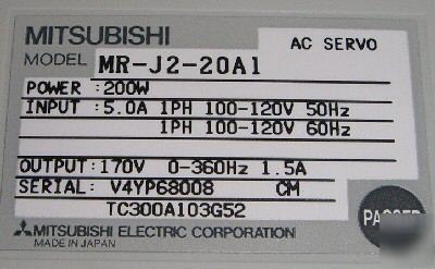 Mitsubishi mr-J2-20A1 ( MRJ220A1 ) $199.00 free shiping