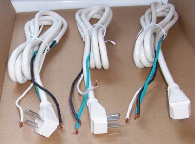 New premium white electrical supply cords-lot of 3- 