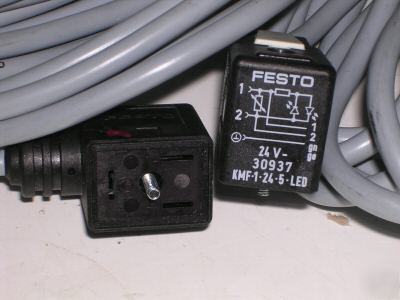 2 unused festo 24DC solenoid valve cable 30937 kmf-1-24