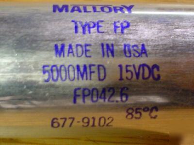2 mallory 15V 5000UF single section twistlock capacitor