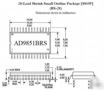 AD9851BRS cmos 180MHZ dds synthesizer ic AD9851