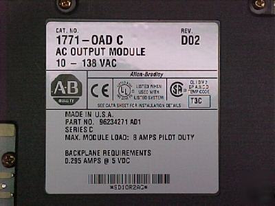 Allen-bradley ac output module rev. D02 (1771-oad c)