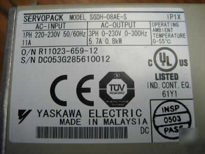 Yaskawa servopack sgdh-08AE-s 1PH-2PH 0.8KW SGDH08AES 