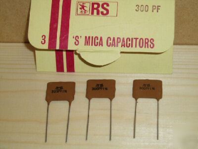 New pack of 3 rs 300PF 's' mica vintage capacitors - 