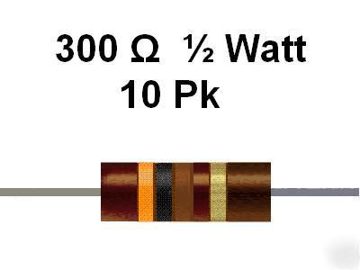 300 ohm 1/2 watt 5% carbon comp resistors (10PCS)