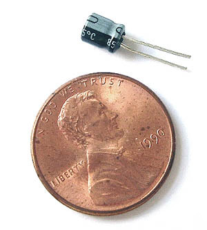 Mini radial electrolytic capacitor ~ 2.2UF 50V (100)
