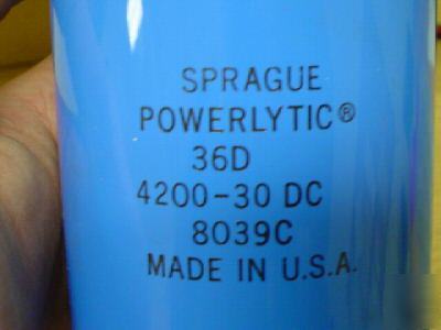 New 2 sprague 30V 4200UF computer grade capacitors 