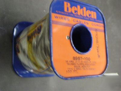 New belden 100' 16 awg 8957 hookup wire white/brown