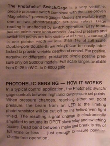 New dwyer photohelic pressure switch gage usa made