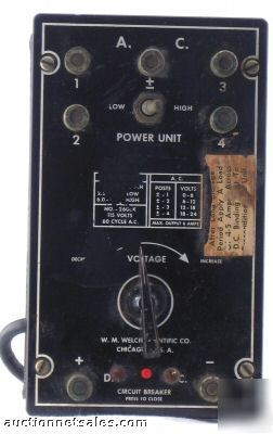 Vintage w.m. welch scientific co power unit circuit