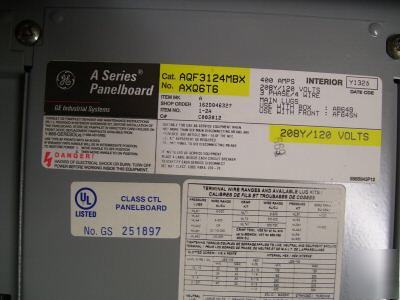 Ge a series 400 amp 208Y/120V panelboard