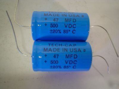 New 10 tech-cap 500V 47UF hi volt axial capacitors 