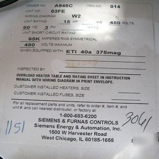 Siemens motor control dual 50A bucket HHED63B050 