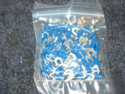 100 count blue fork terminals 16-14 gauge #10 stud 