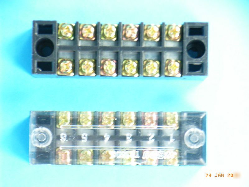 5,dual 6 position terminal blocks barrier 15A 600V