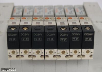 (7) smc VQ1101-5 5-port solenoid valves w/ manifold