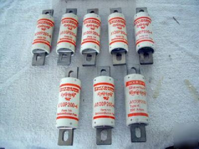 Ferraz shawmut A100P200-4 semiconductor fuse lot of 8 