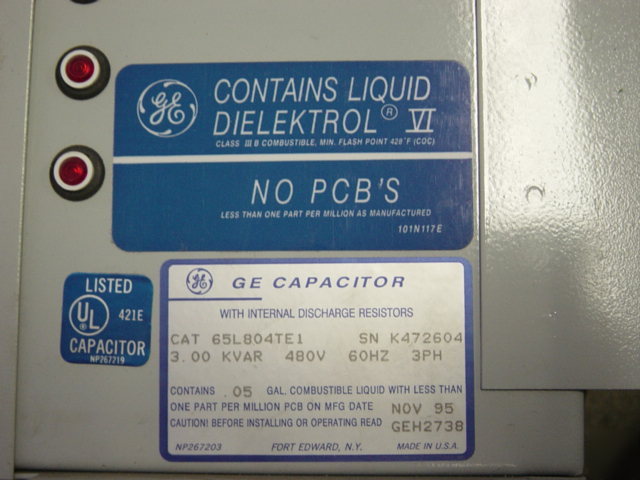 Ge capacitor 3 kvar 480V 65L804TE1 general electric