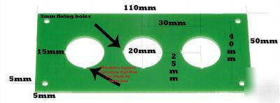 Pcb 3 switch facia panel fixings & dimensions