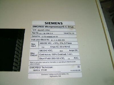 Siemens simoreg dc drive part no A1-116-250-516