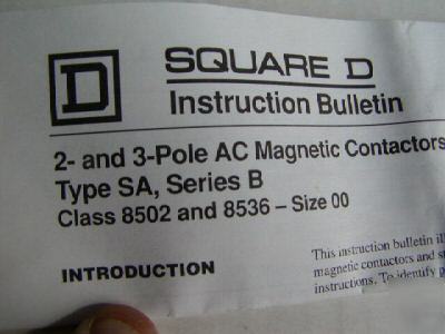 Square d SAO12VO2 2 &3 pole ac magnetic starter nema