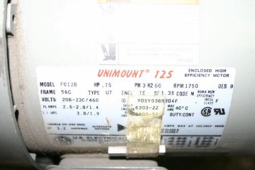Unimount 125 enclosed high efficency motor hp .75