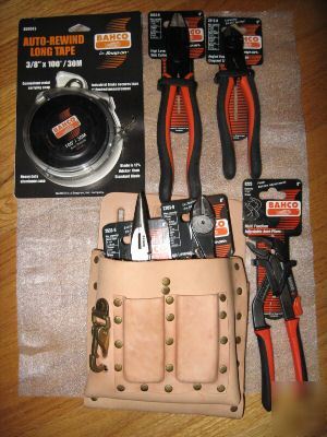 Bahco tools mixed set plier leather pouch tape measure